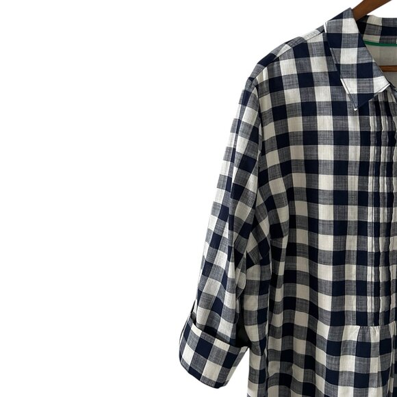 Boden Blue & White Gingham Pintuck Dress Size 18 - Picture 4 of 14